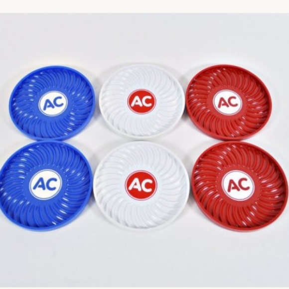 1970'S VTG SET OF 6 AC SPARK PLUG COASTERS RITEPOINT USA RED WHITE BLUE GM DELCO - Picture 3 of 3